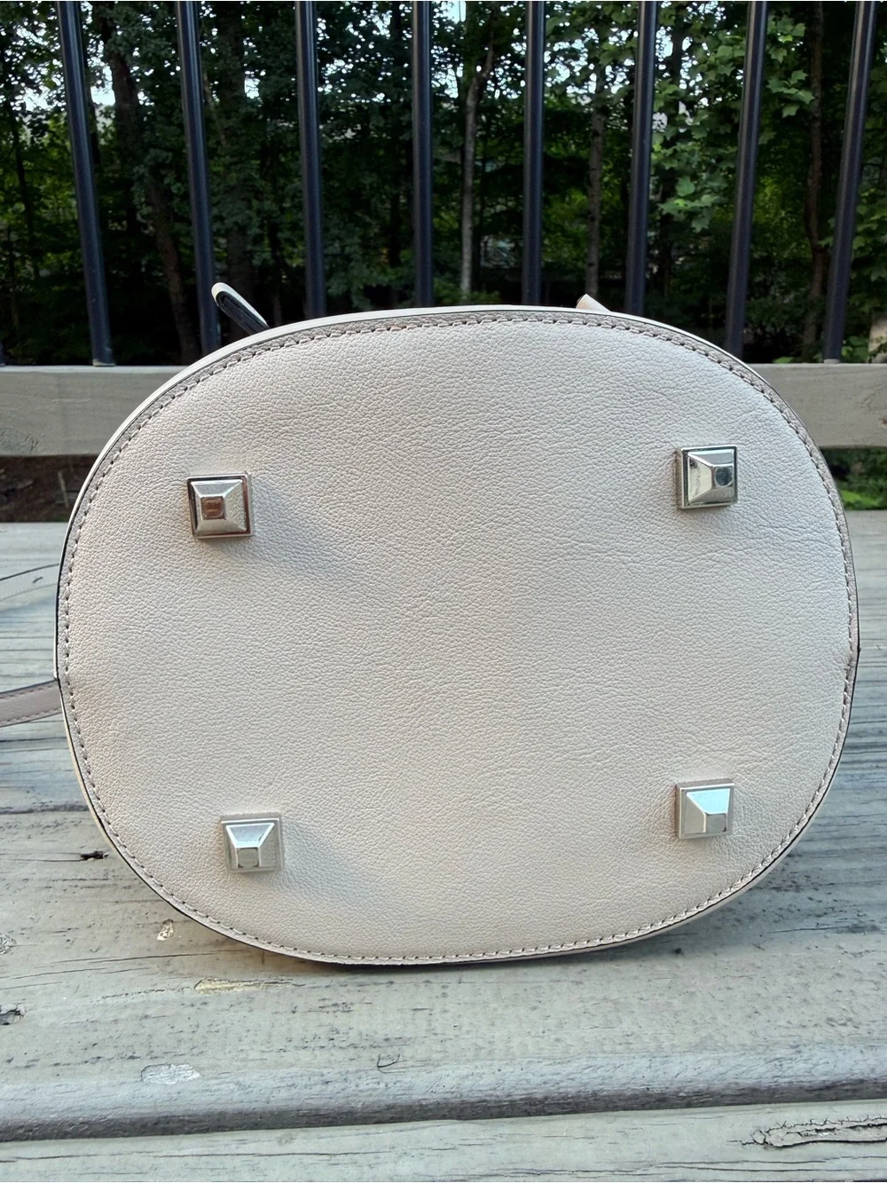 Kendall & Kylie Light Tan Leather Bucket Bag with Chain Strap
